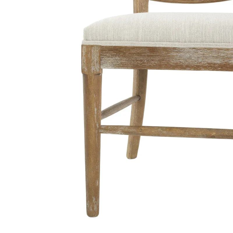 Farmhouse-style rubberwood dining chairs with rattan backrests (two chairs per set).