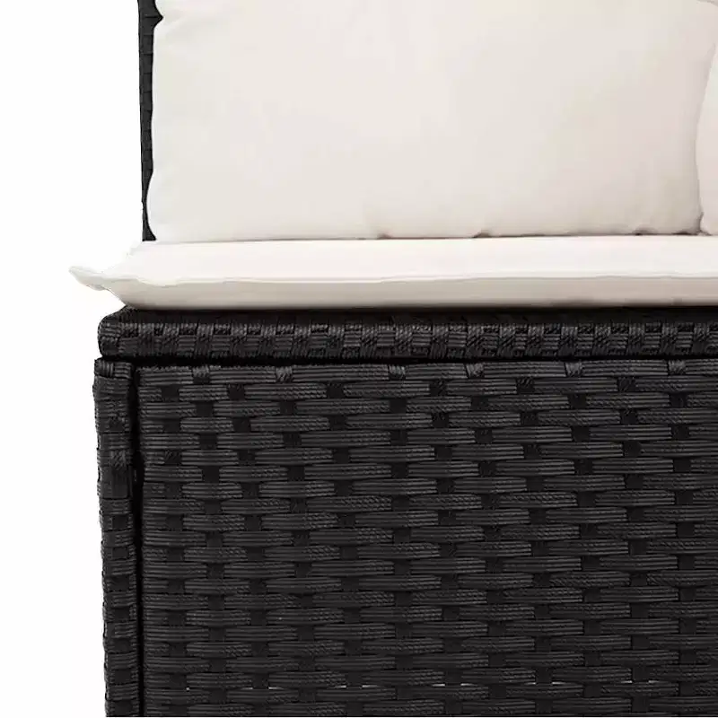 vidaXL Garden Sofa Set Black and Cream White