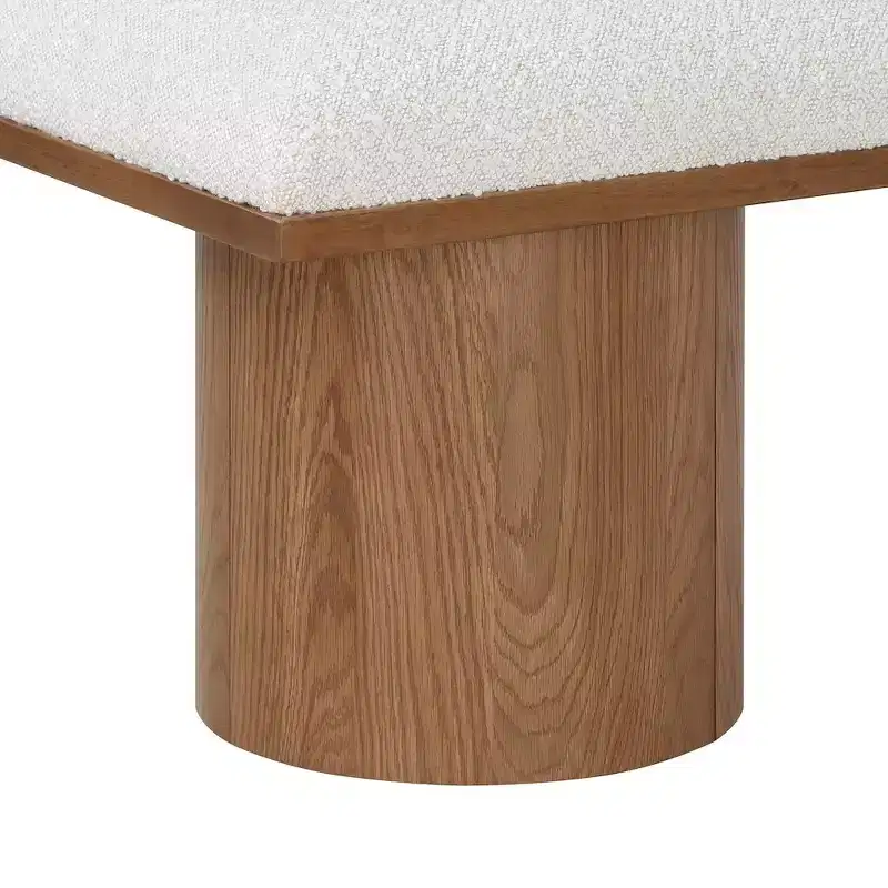 Cream Boucle Fabric Bench