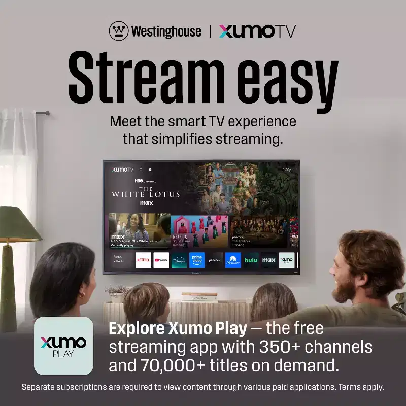 Westinghouse Smart TV, Full HD 1080p Xumo TV, Voice Remote, Dolby Atmos, Bluetooth, Apple AirPlay, Wi-Fi