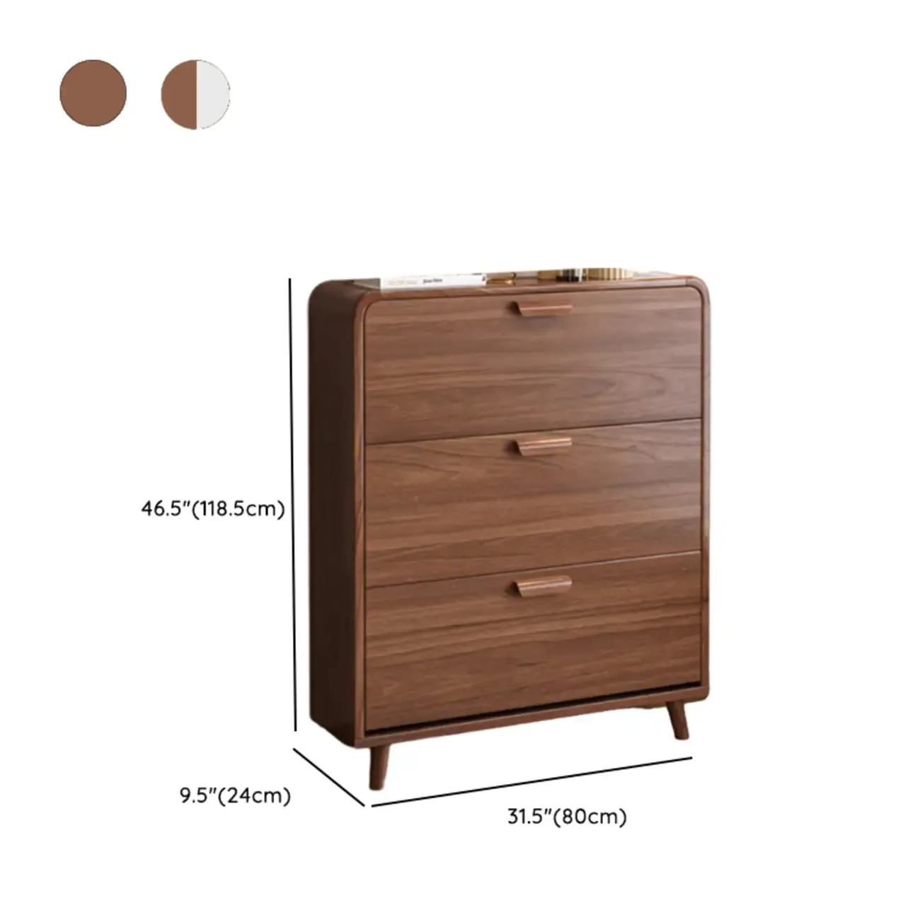Traditional Hidden Adjustable 3 Tiers Solid Wood Shoe Cabinet