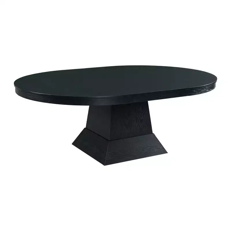 Mara Oval Extendable Dining Table Dark Oak - Picket House Furnishings: Modern Pedestal, Seats Up to 8, 2 Leaves