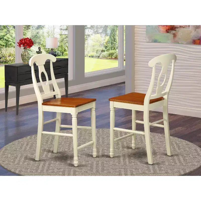 HomeStock Counter Height Barstools - Back Wood Seat