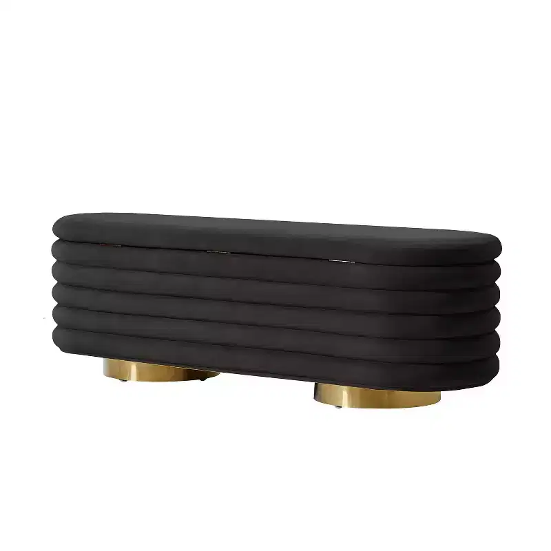 Tiffany channel-tufted Bench|HULALA HOME-BLACK