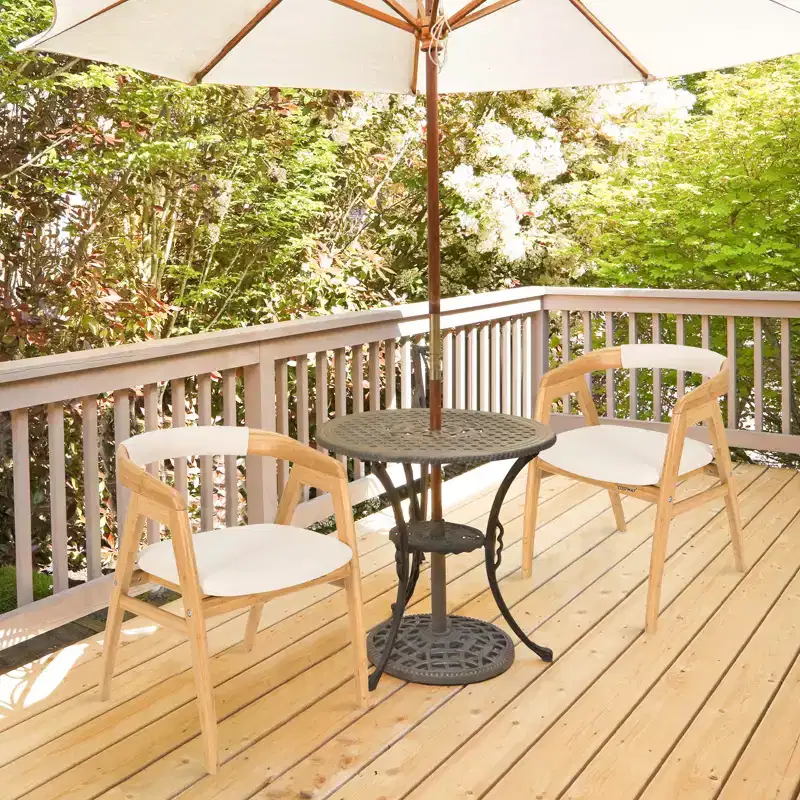 Set of 2 Bamboo Accent Chairs, Leisure Armchairs with Seat Cushion
