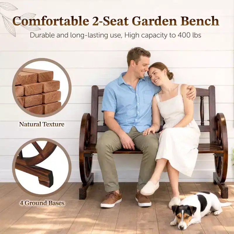 Karl Home | Rustic Wagon-Inspired Solid Wood Patio Bench