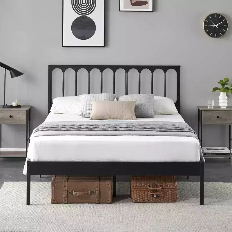Whizmax 14 inch Bed Frame Metal Platform Mattress Foundation with Headboard, No Box Spring Needed, Easy Assembly