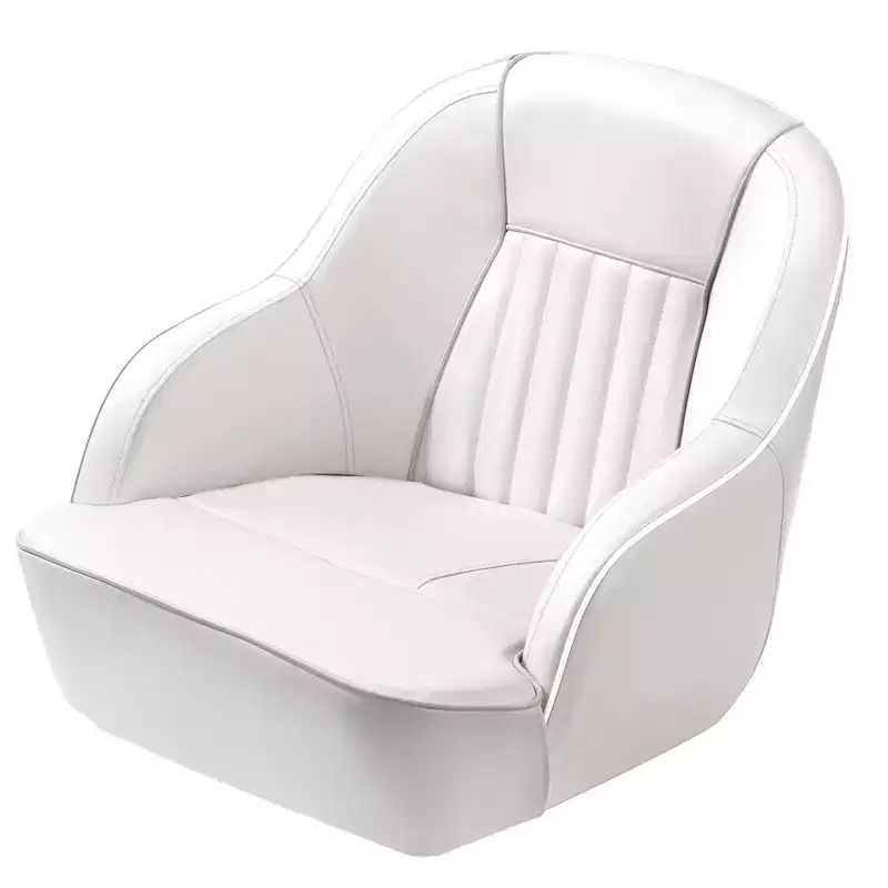 Captain Bucket Seat, Marine Vinyl Boat Chair with Thickened Sponge Padding & Ergonomic Backrest, 42cm Wide Pontoon Boat Seat