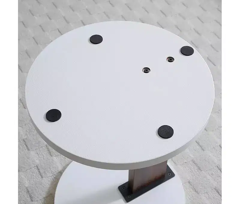 Small End Table, Rustic Round 2-Tier Side Table, Living Room Couch Tray Table, Modern C-Shaped Couch Table with Wood Frame for Bedroom Small Spaces