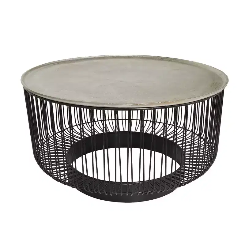 Olivia & May Metal Geometric Open Frame Wire Coffee Table