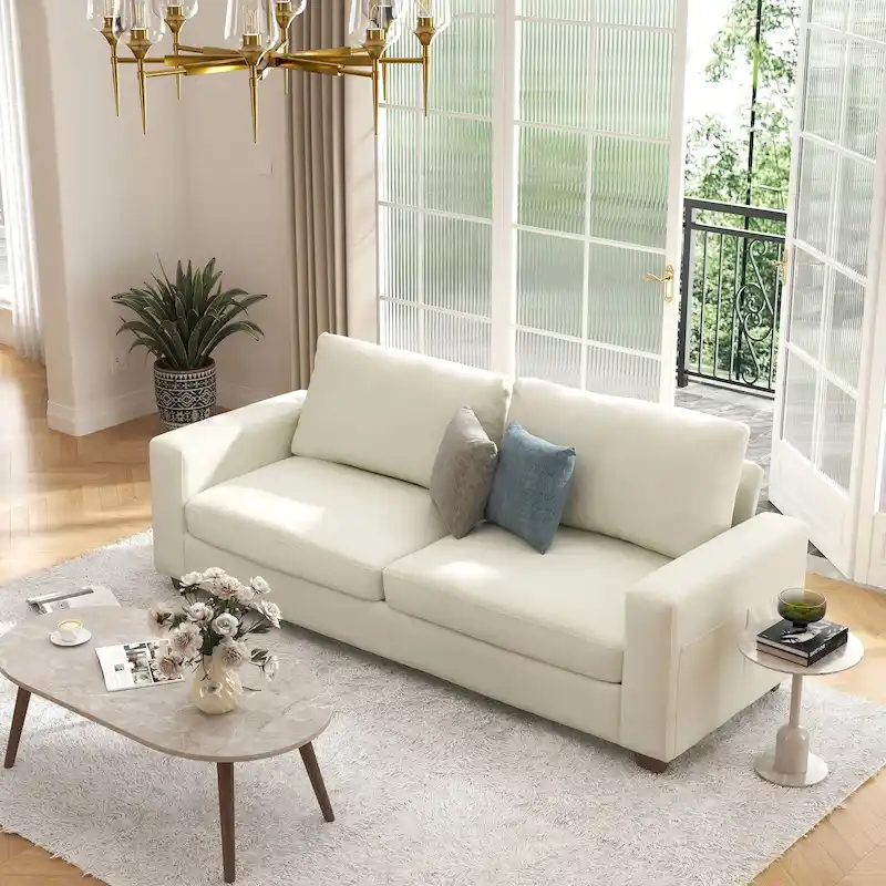 CO-Z 86.6 Upholstered Sofa Couch for Living Room 3-Seater Sofa