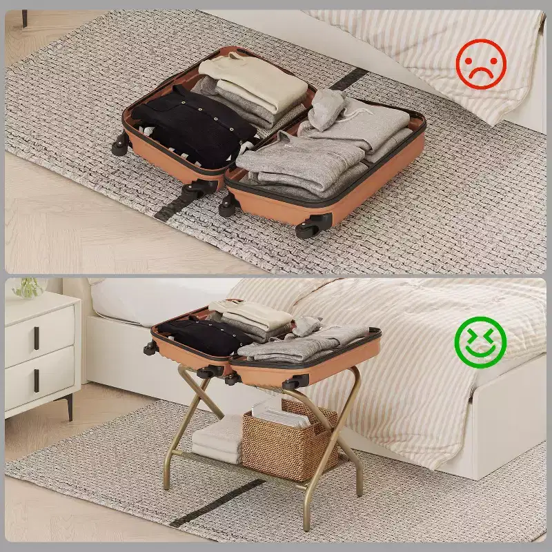 Steel Folding Luggage Rack with Shoe Shelf 27.2''L x 15''W x 20.5''H