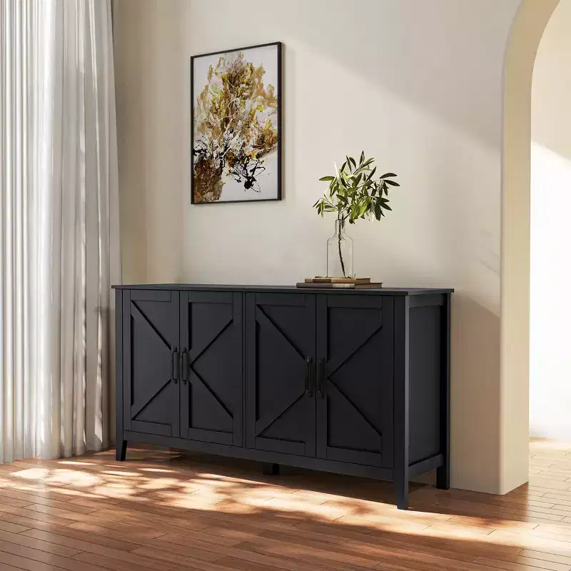 59 Sideboard Buffet Cabinet with Storage, Vintage Accent Storage Cabinet with 4 Doors, Farmhouse Coffee Bar Cabinets for Kitchen, Hallway, Entryway