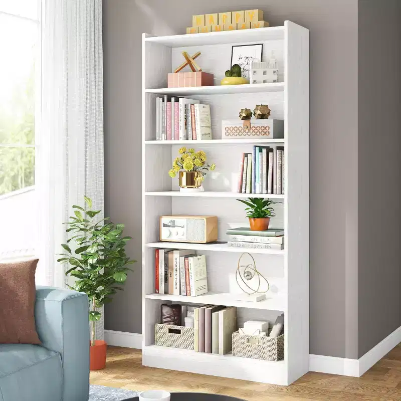 Tall Bookcase, Modern 7-Tier Library Bookshelf with Storage Shelves, Large Open Display Shelving Unit for Living Room, Office