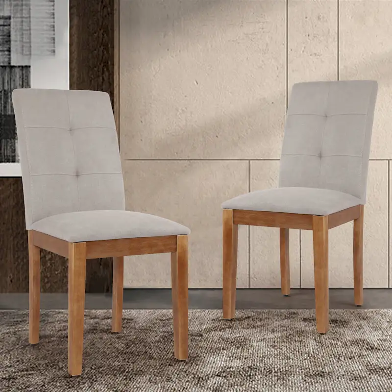 Upholstered Dining Chairs with Tufted High Back and Brushed Legs