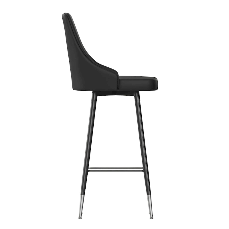 Commercial LeatherSoft Bar Height Stool with Metal Feet & Footrests - 2 Pack - 18.5W x 20D x 43.25H