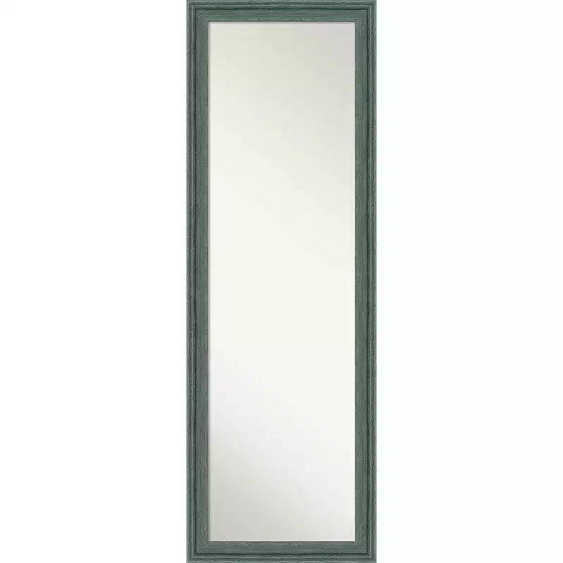 18x52 Non-Beveled Upcycled Wood on The Door Mirror Teal/Gray - Amanti Art