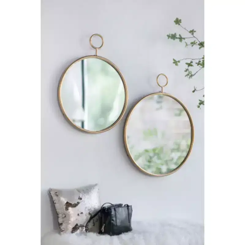 26 x 32 Circle Wall Mirror with Gold Metal Frame, Accent Mirror for Living Room, Entryway, Office