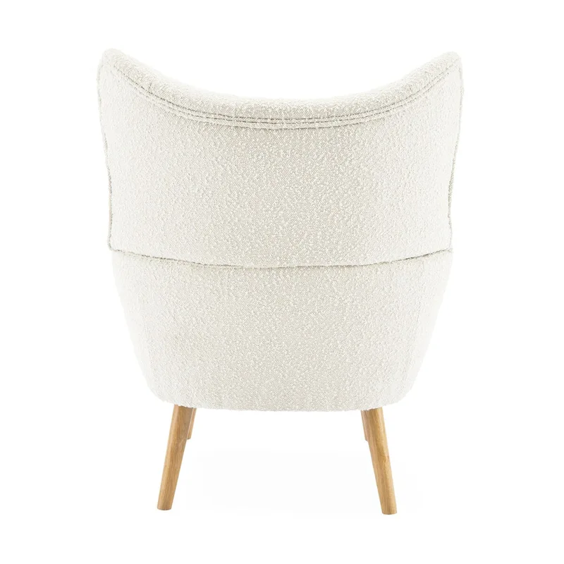 Modern Fabric Wingback Accent Chair with Wood Legs