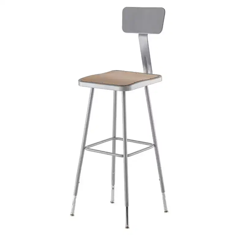 2pk 32"-39" Adjustable Square Steel Barstool with Backrest - Hampden Furnishings: Masonite Seat, 300lb Capacity