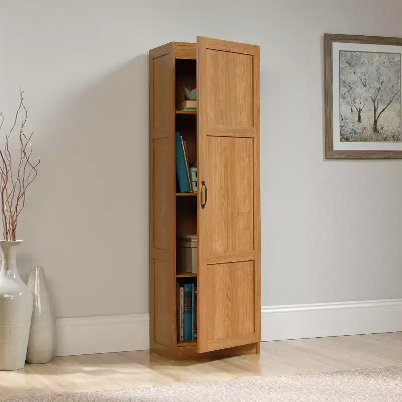 Pantry Storage Cabinet Highland Oak - : Traditional Style, 3 Adjustable Shelves, Particle Board Construction