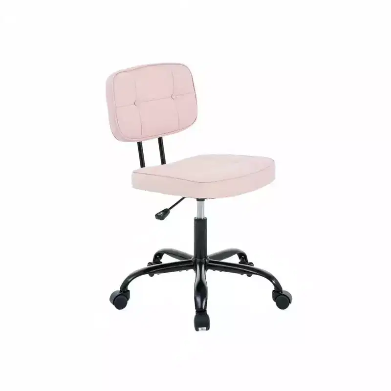 Armless PU Leather Office Chair, Thickened Cushion Roller Chair for Small Home Spaces