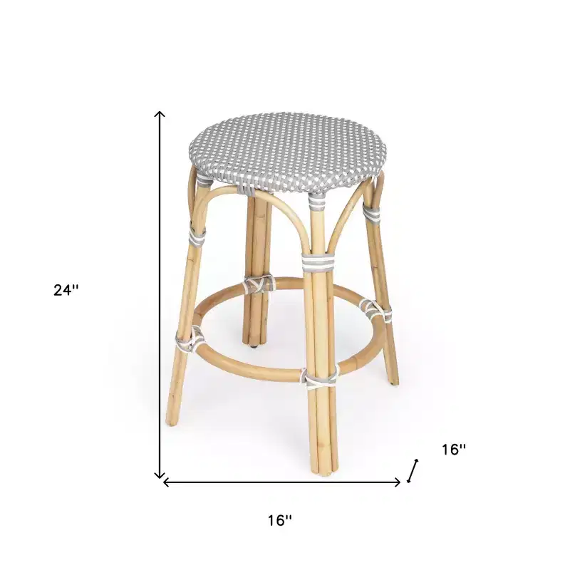 24 Natural Gray And Heavy Duty Plastic and Rattan Backless Counter Height Bar Chair