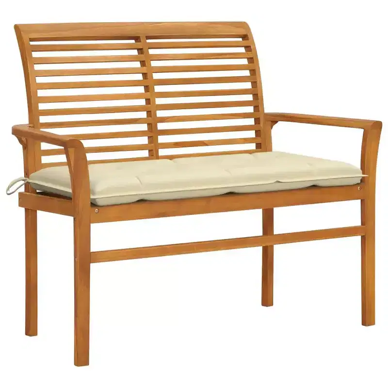 vidaXL Garden Bench Light blue (cushion), Natural teak (wood)