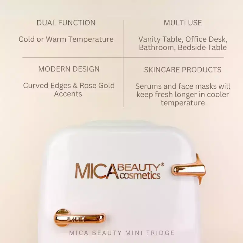 MICA Beauty Cosmetics 110 Volt 4 Liter Mini Compact Skincare Fridge in White