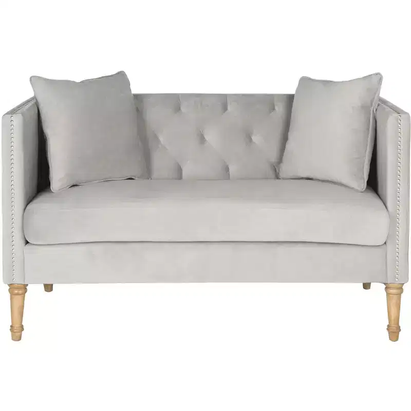 Sarah Settee W/ Throw Pillow - FOX6206 - Grey - Safavieh Couture