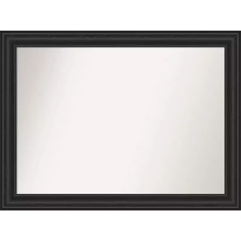 44" x 33" Non-Beveled Shipwreck Black Wall Mirror - Amanti Art: Modern Rectangle, Polystyrene Frame, Includes Mount Hardware