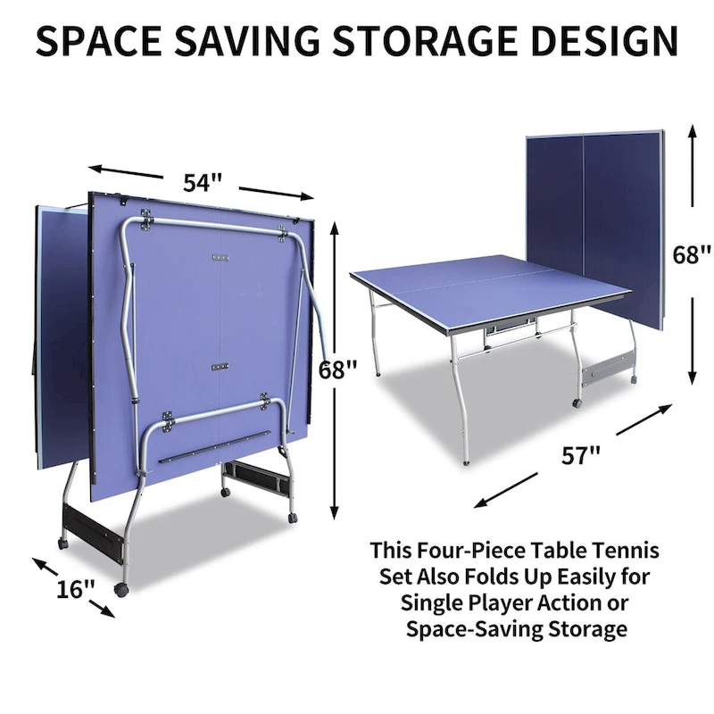 8FT Foldable Tennis Table Ping Pong Table Set, 2 Paddles & 3 Balls