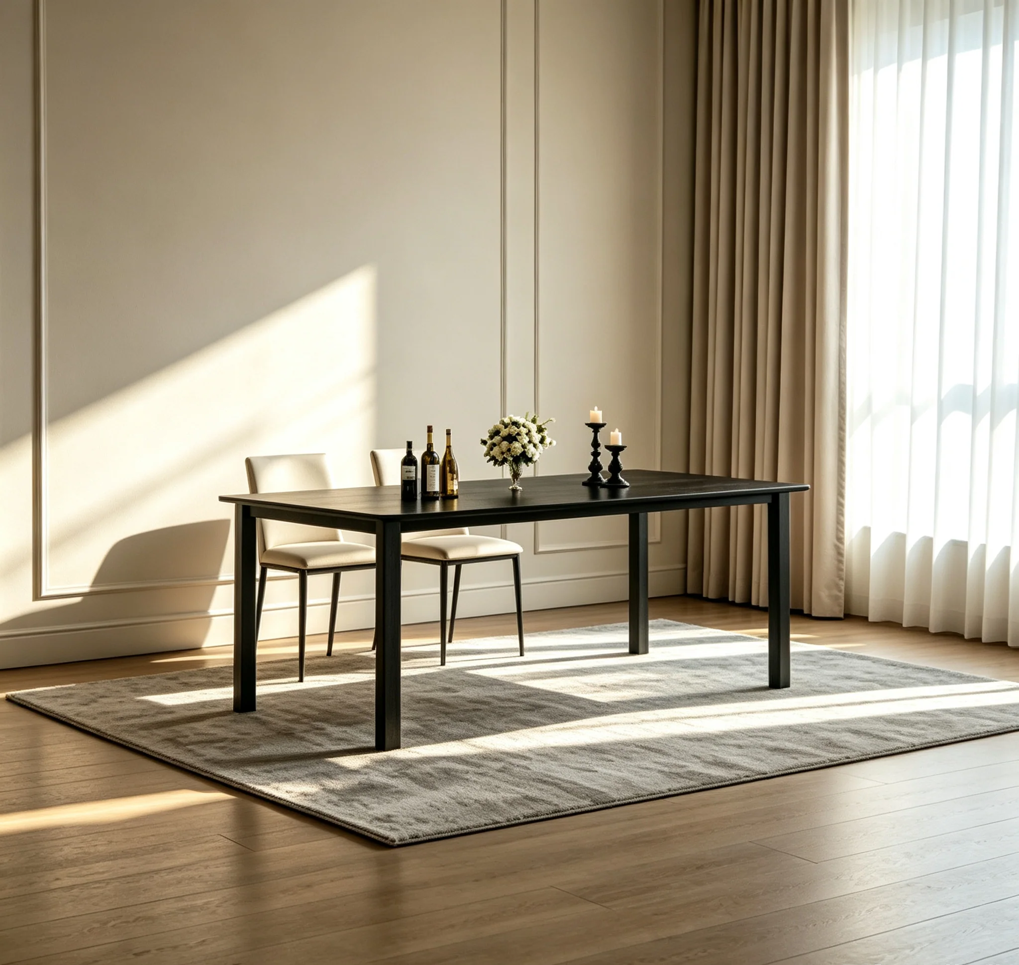 Dining Table with Wave Irregular Edge, 15mm Thick MDF Top & Metal Frame, for Kitchen, Marble