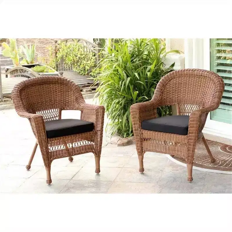 HomeStock Honey Coastal Craftsman Chair Set of 2 with Cushions