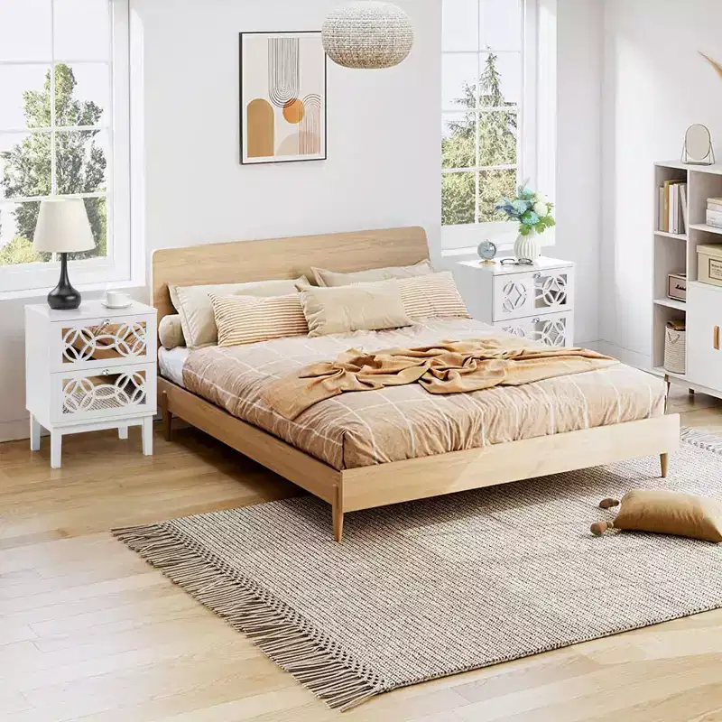 Karl Home 2-Drawer White MDF 17.72in. W Nightstands - Set of 2