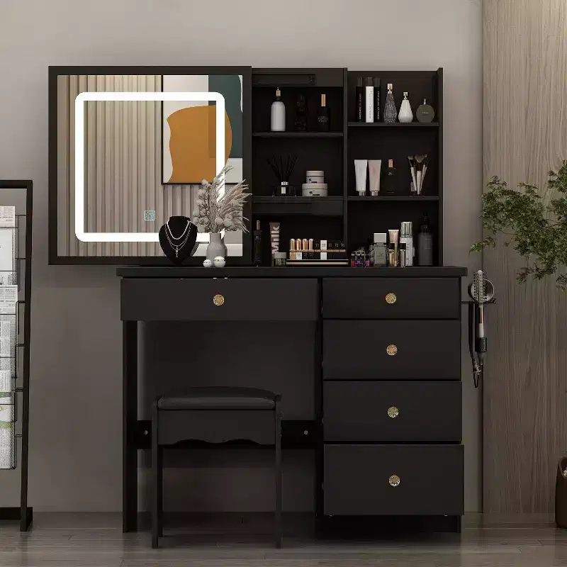 Famapy Vanity Table Set With Lighted Mirror and Charging Station