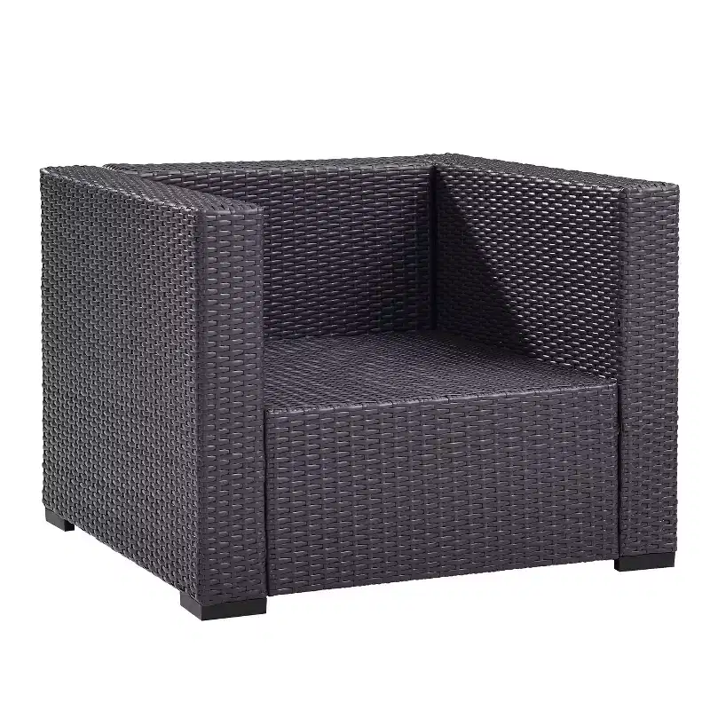 Biscayne Armchair with White Cushions - Brown/White - Crosley
