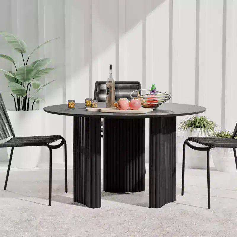 46 Chic Round Dining Table with Sturdy Pedestal for 4 People