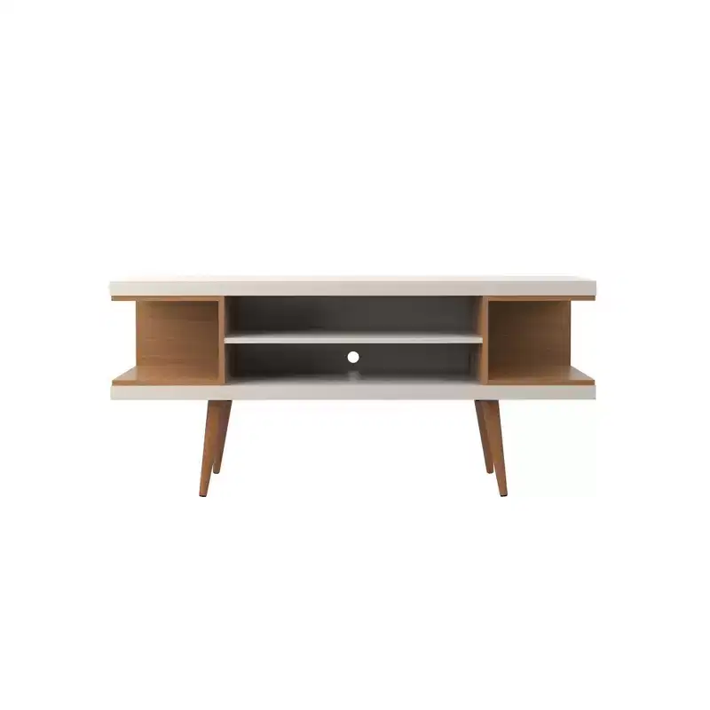 Utopia Splayed Wooden Legs and 4 Shelves TV Stand for TVs up to 50 - Manhattan Comfort