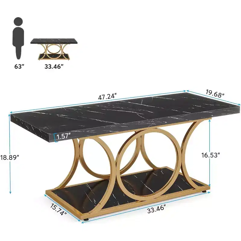Lantine 47.24-inch 2-Tier Rectangle Coffee Table