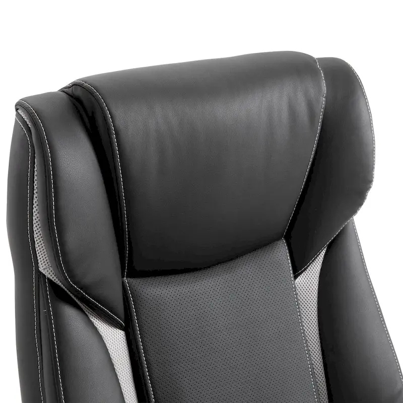 Ergonomic Office Chair Adjustable Height PU Leather Rocker 360° Swivel Home Task Seat, Black