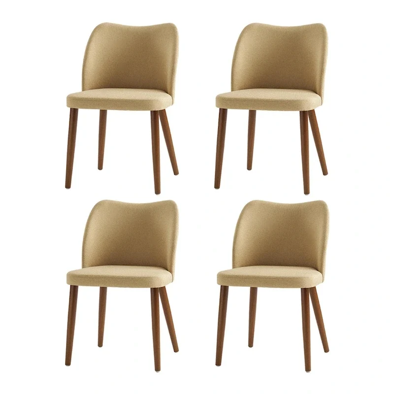Solid Wood Dining Chair Set of 4 with Curved Backrest