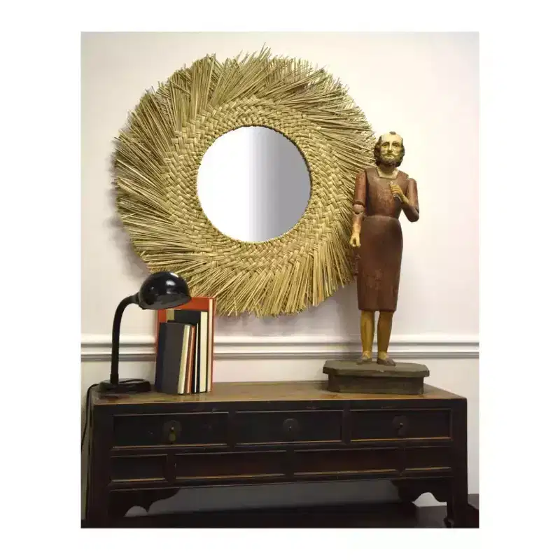 Round Seagrass Wall Mirror 36