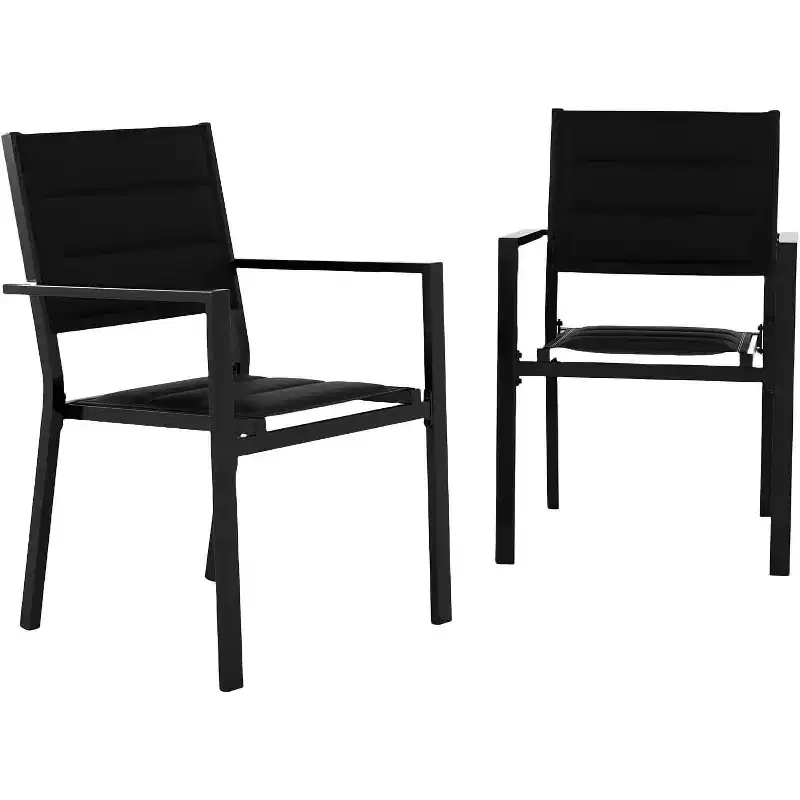 COZONY Set of 2 Aluminum Stackable Patio Chairs, All-Weather Outdoor Seating with Textilene Fabric for Deck, Garden, Backyard