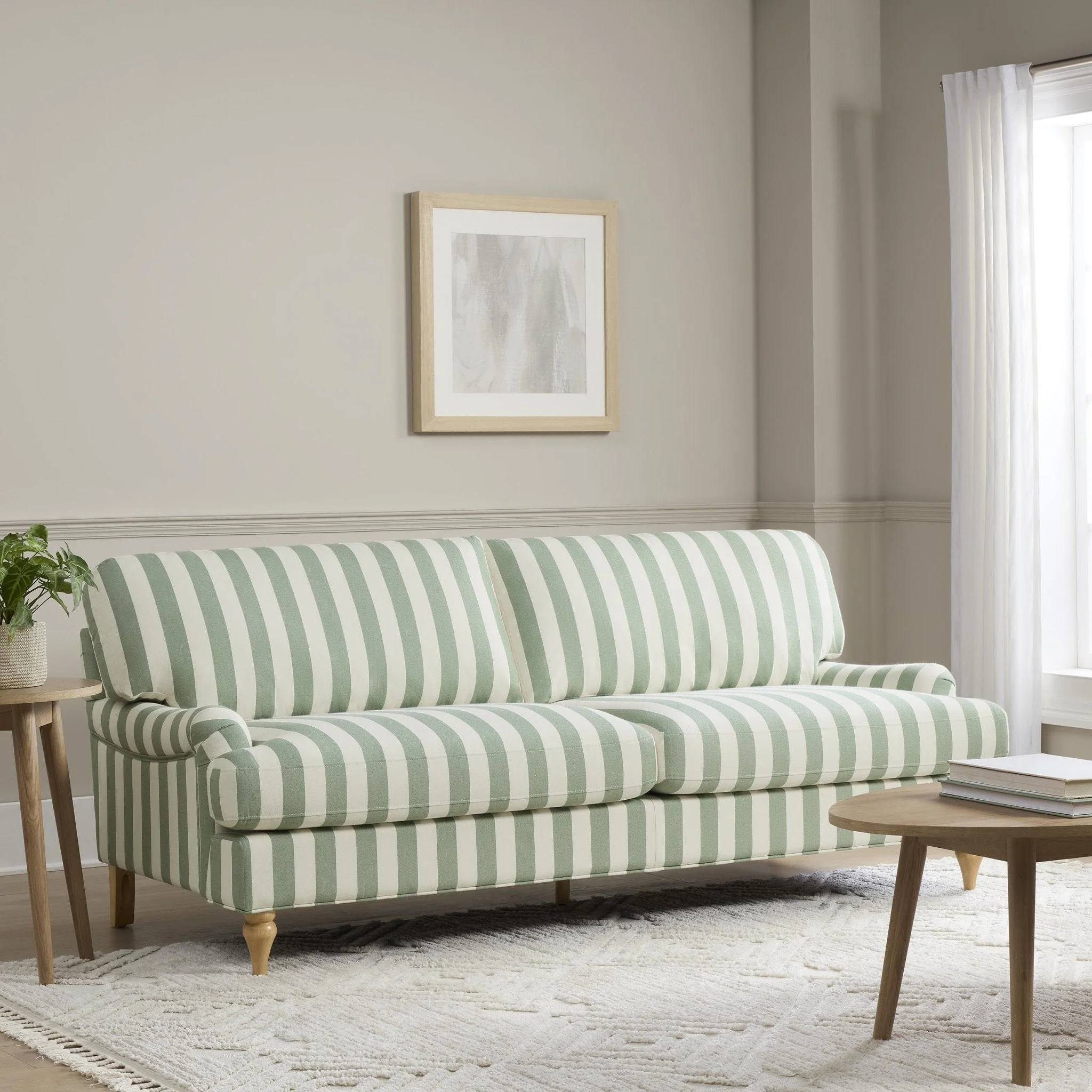 3 Seater Sofa - Green Stripe