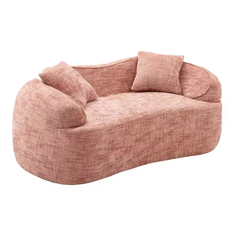 Clihome Curved Two-Person Compress Sofa with Armrests & 2 Pillows