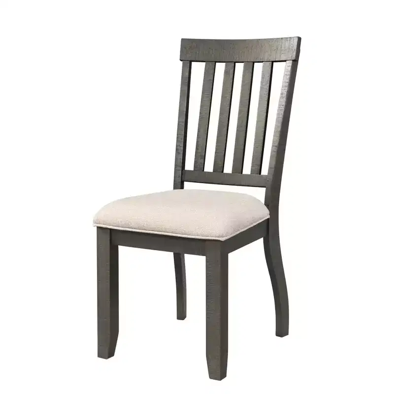 Stanford Side Chair Set Dark Ash - Picket House Furnishings: Lath Back, Cream Cushion, Rubberwood