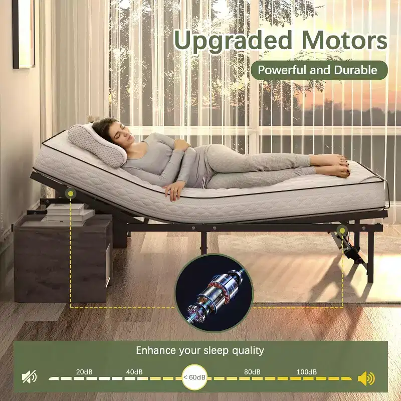 Adjustable Bed Frame Electric Adjustable Bed Base with Remote Control, Queen
