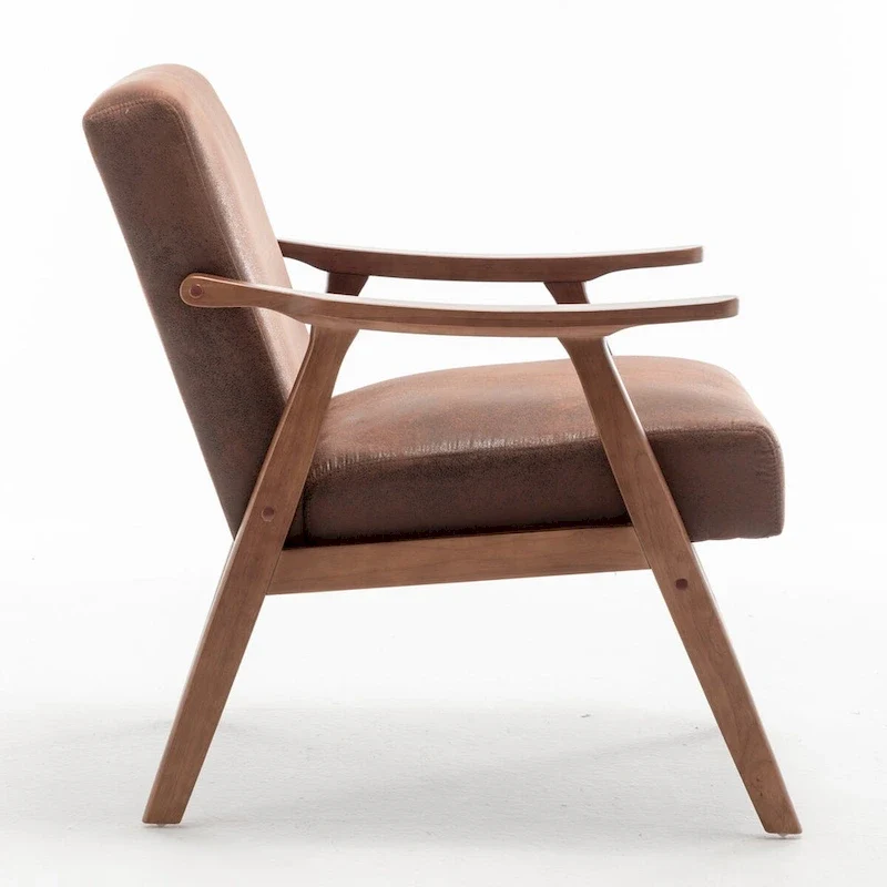Extra-Thick Backrest Accent Chair with Solid Wood Frame