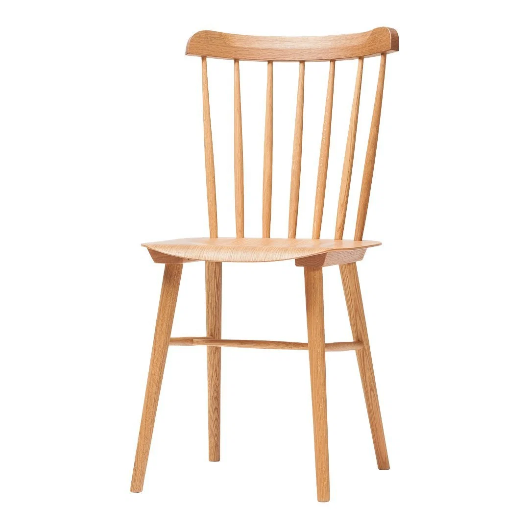 Retro Solid Wood Side Chair with Hand-Smoothed Bar Back for Dining Room